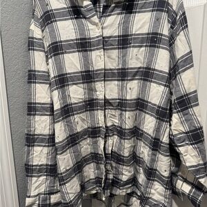 JCPenney Oversized Plaid Shirt with rhinestones